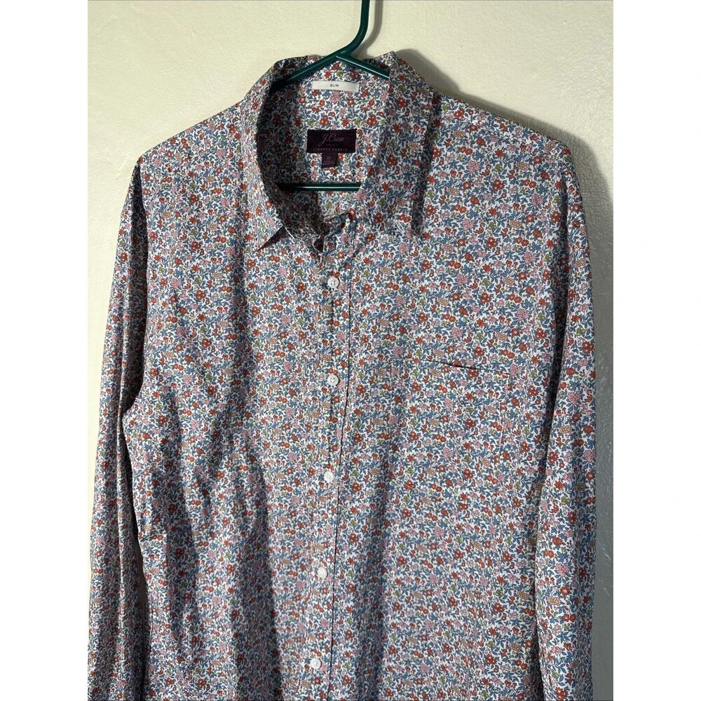 J Crew Liberty Fabric XL Men’s LS Shirt Floral Bouquet Americana Slim Fit